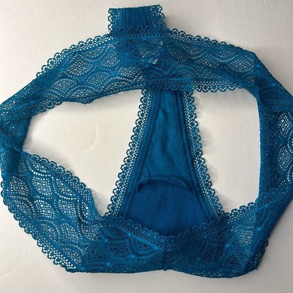 Victoria’s Secret 100% Cotton Teal Lace Waist Ribbed Thong G-String Panties Sz S - Picture 14 of 14